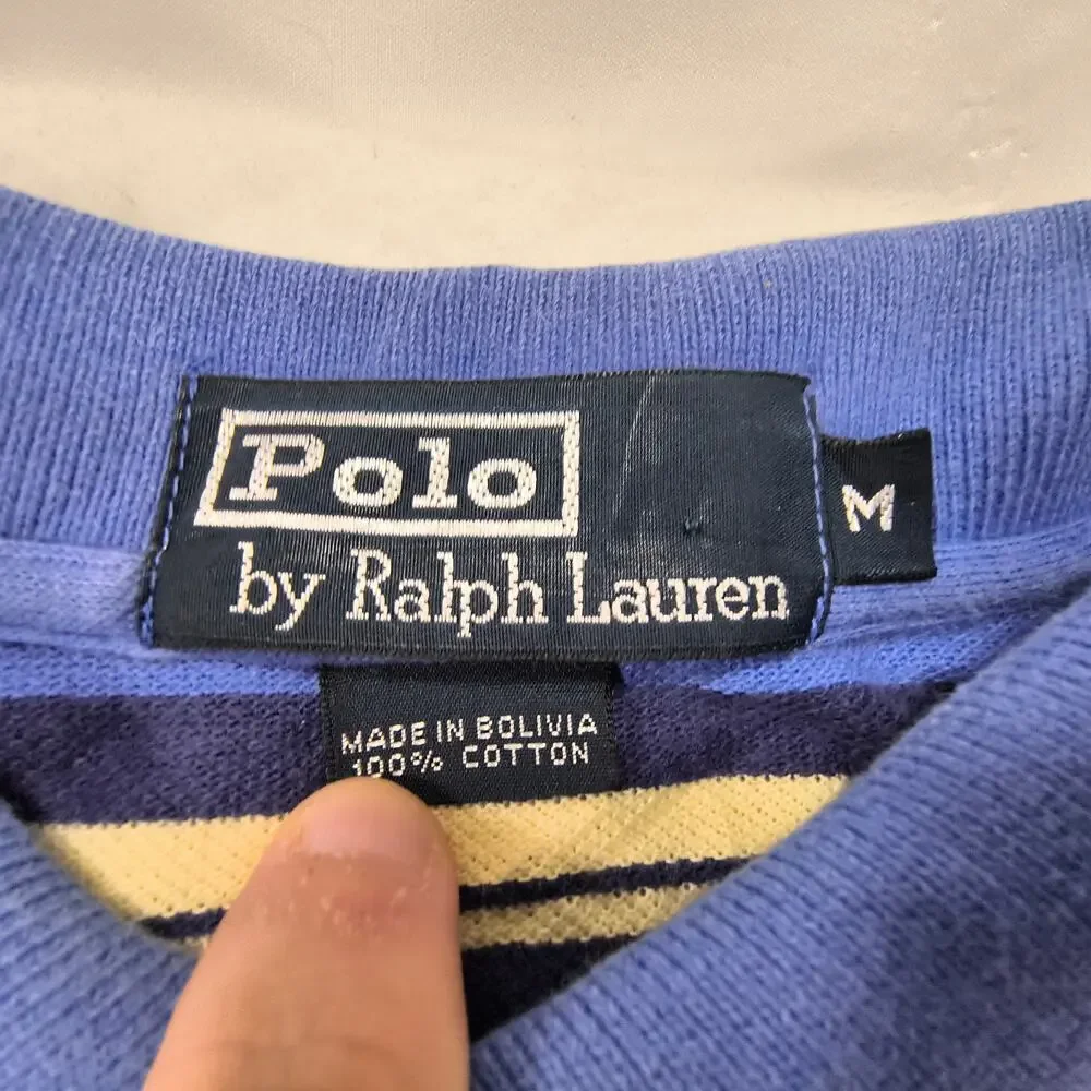 Polo by Ralph Lauren Casual Collared Polo Shirt Mens Size Medium M Blue White